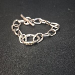 925 Sterling Silver Ippolita Link Toggle Bracelet - Mixed Metal Accent